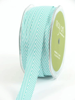 3/4" Chevron Striped Twill Turquoise