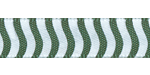 3/8" Wavy Vertical Stripe Green/White Satin Ribbon