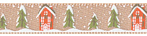 3/8" Winter Neighborhood on Tan Satin Ribbon