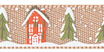 3/8" Winter Neighborhood on Tan Satin Ribbon