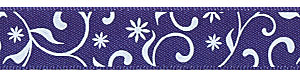 5/8" Winter Swirls on Ink Blue Satin Ribbon