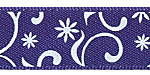 5/8" Winter Swirls on Ink Blue Satin Ribbon