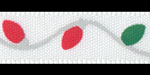3/8" Christmas Lights Red/Green on White Satin Ribbon