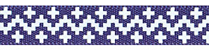 3/8" Cross Stitch Zig Zag on Ink Blue Satin Ribbon