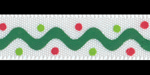 3/8" Christmas Green Zig Zag on White Satin Ribbon